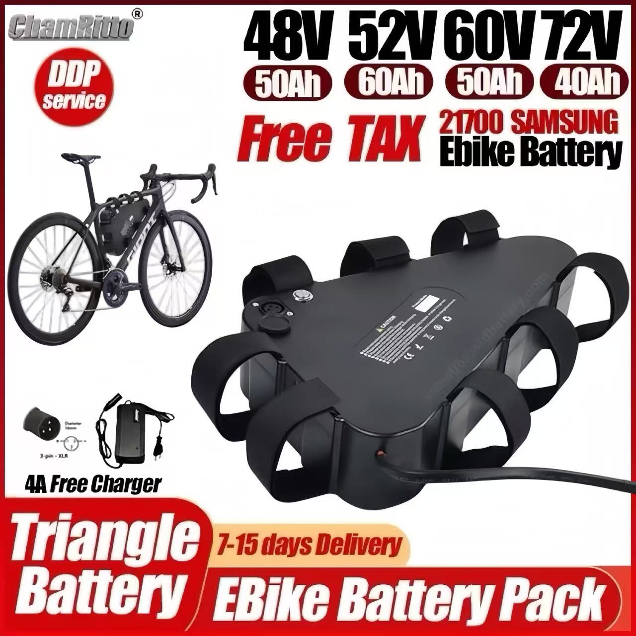 36v 48v 52v 60v 72v Electric B - 72V 50Ah 21700 Lithium Battery recension och pris