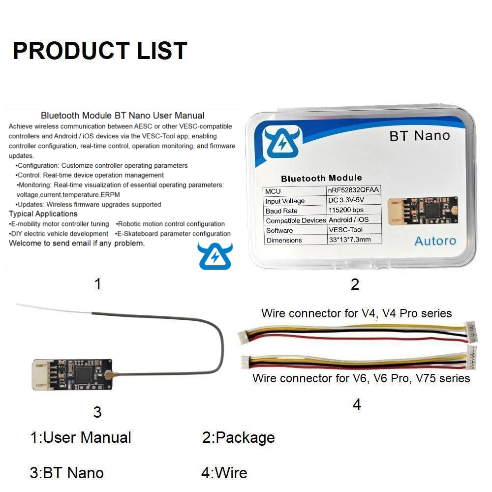 Autoro BT Nano Wireless Blueto - Vesc 75300 Controller recension och pris